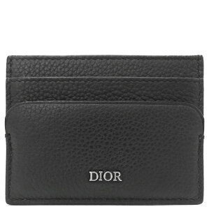 Dior Card Case Logo Holder Leather Black Business